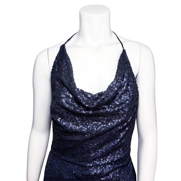AMSALE Cowl Neck Halter Top  Sequin Evening / Bridesmaids Dress - Picture 5 of 9